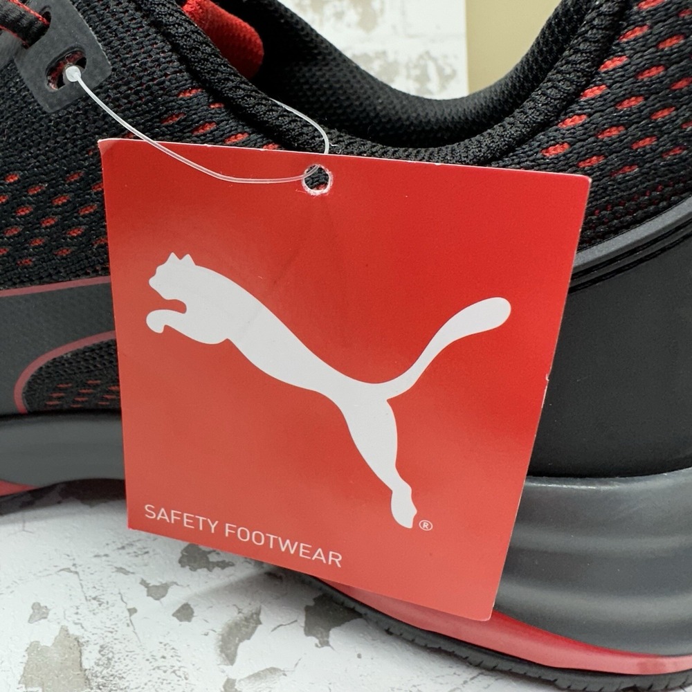 Puma Speed Safety Shoes Mens 10.5 Black Red Composite Toe Slip Resistance 644495 - Picture 14 of 16